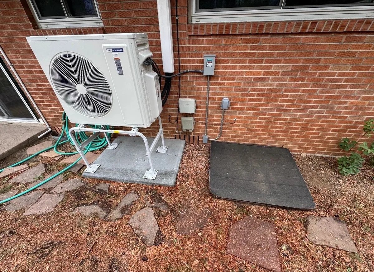 Mini-split electrical installation with dedicated disconnect and service receptacle in Boulder Colorado